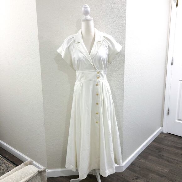 Anthropologie Maeve Poplin Midi Shirt Dress 8 - Picture 4 of 12